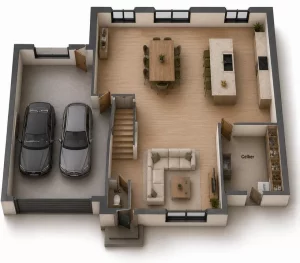 Plan axonométrie rdc