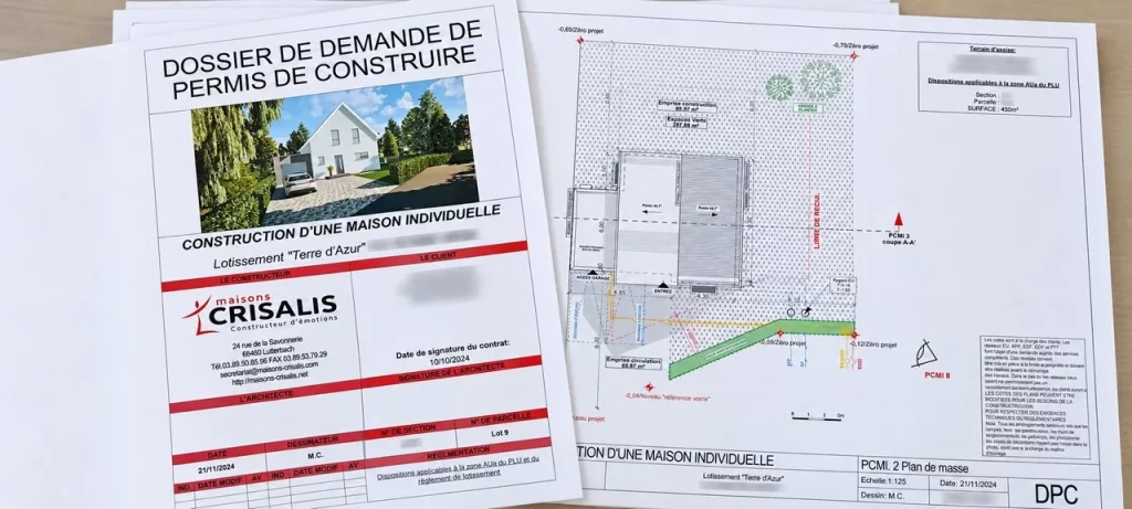 Dossier de permis de construire et plan de masse d’une maison individuelle Maisons Crisalis